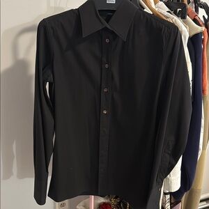 Gucci Black Blouse with Classic Collar and Long Sleeves